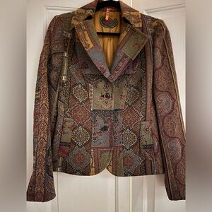 Vintage Etro Jacquard Paisley Patchwork Print Blazer